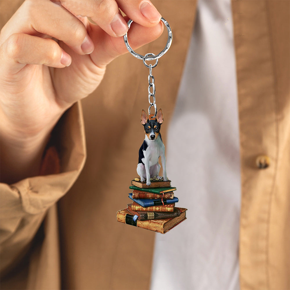 Rat Terrier-Sit On The Book-Flat Acrylic Keychain
