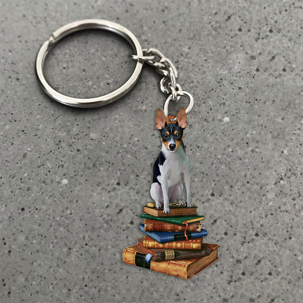 Rat Terrier-Sit On The Book-Flat Acrylic Keychain