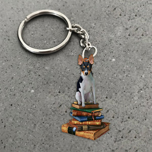 Rat Terrier-Sit On The Book-Flat Acrylic Keychain