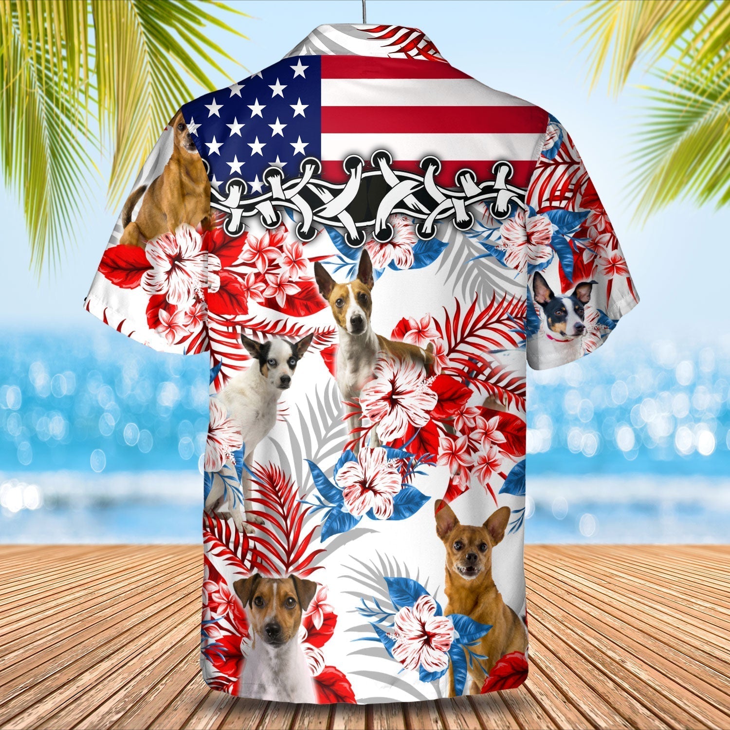 Rat Terrier American Flag Hawaiian Shirt