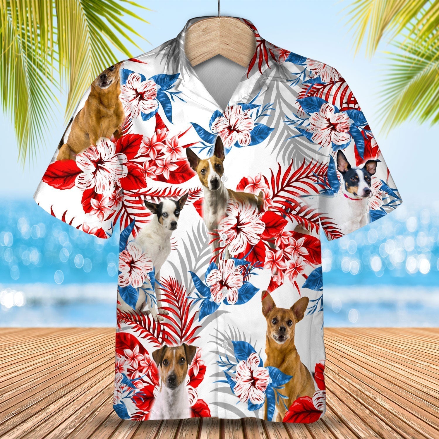 Rat Terrier American Flag Hawaiian Shirt
