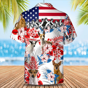 Rat Terrier American Flag Hawaiian Shirt