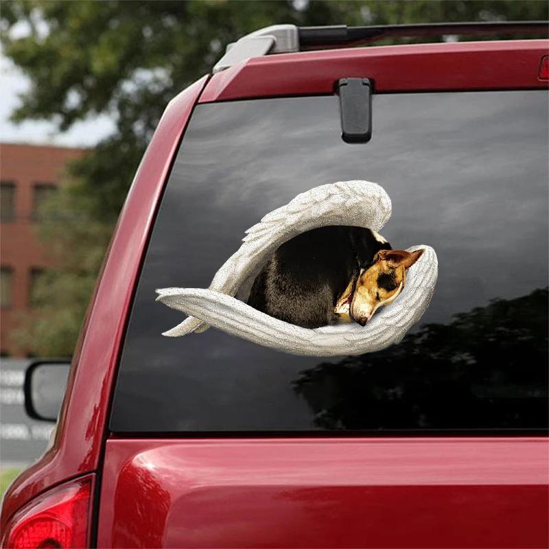 Rat Terrier-sleeping angel CAR STICKER