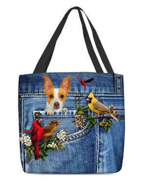 Rat terrier-Cardinal & Dog Cloth Tote Bag