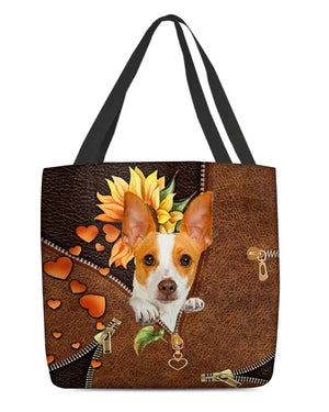 Rat terrier-Sunflower&zipper Cloth Tote Bag