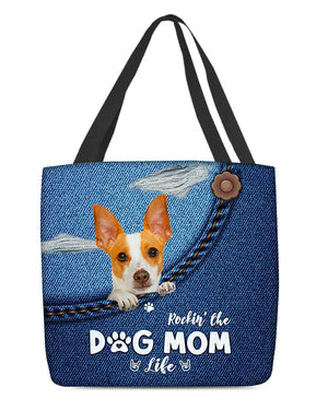 Rat terrier-Dog Mom Life-Cloth Tote Bag