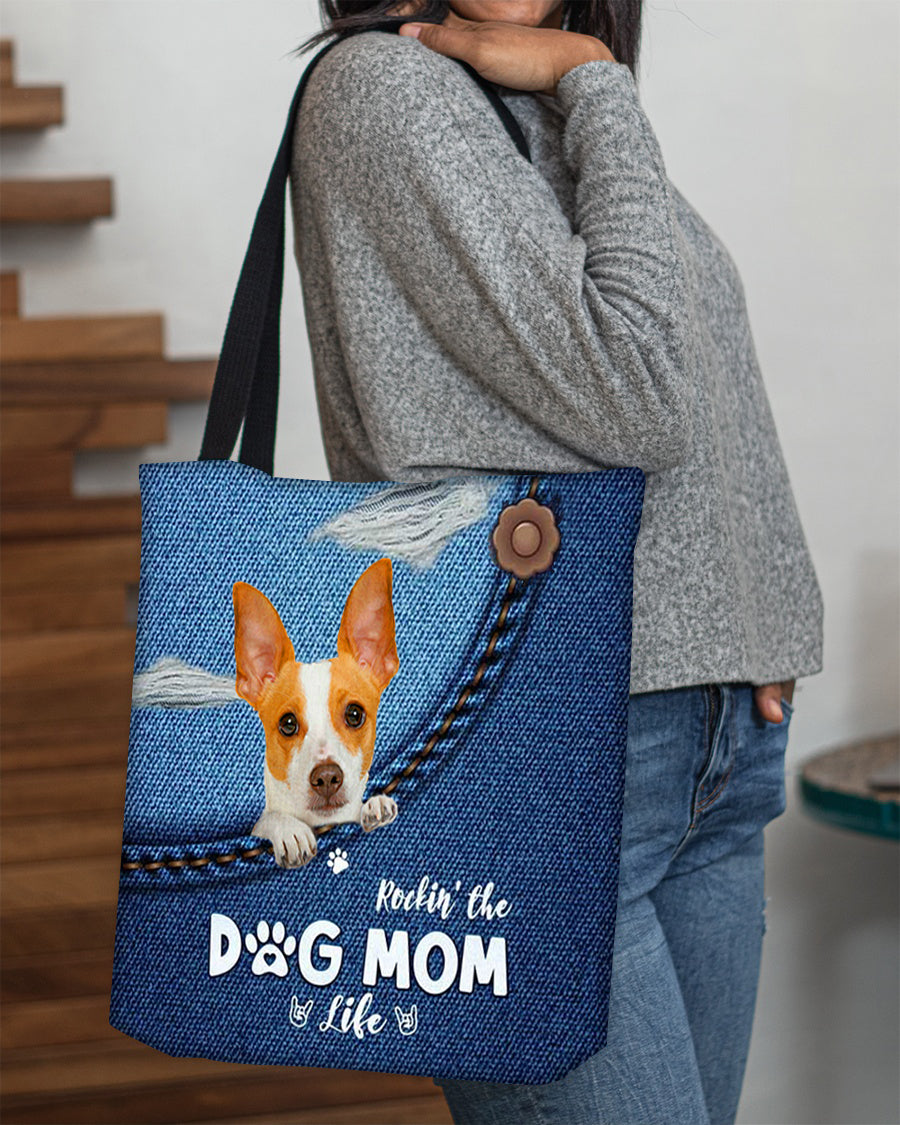 Rat terrier-Dog Mom Life-Cloth Tote Bag