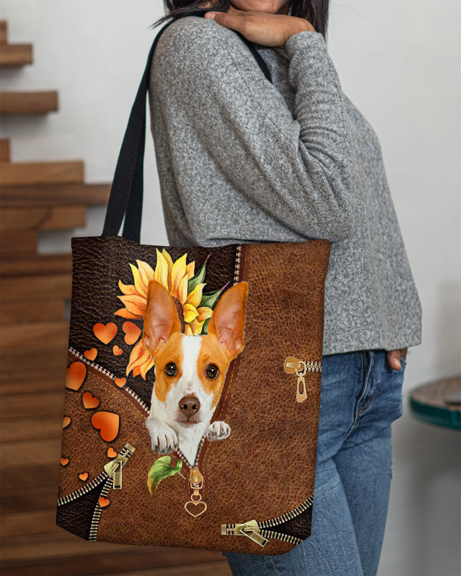 Rat terrier-Sunflower&zipper Cloth Tote Bag