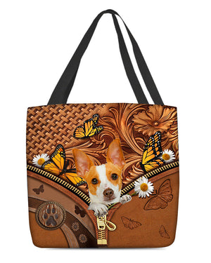 Rat terrier Butterfly Daisy Cloth Tote Bag