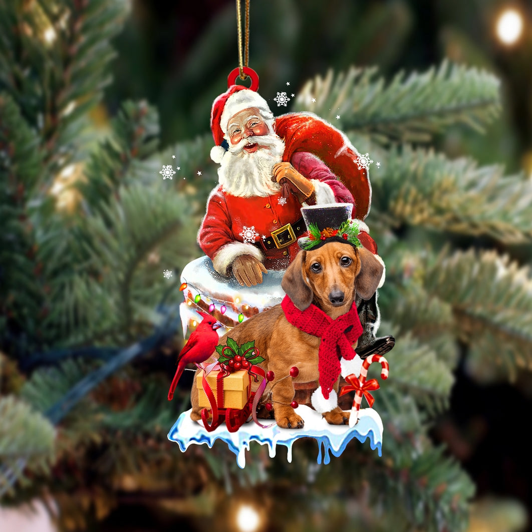 Red Dachshund-Christmas Chimney Two Sided Ornament