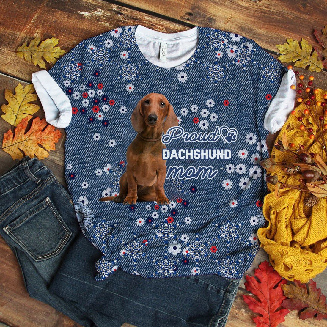 Red Dachshund-Pround Mom T-shirt