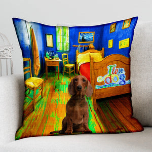 Red Dachshund In the Bedroom-Pillow Case