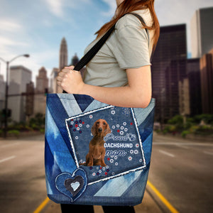 Red Dachshund Pround Mom2-Cloth Tote Bag