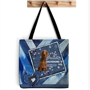 Red Dachshund Pround Mom2-Cloth Tote Bag