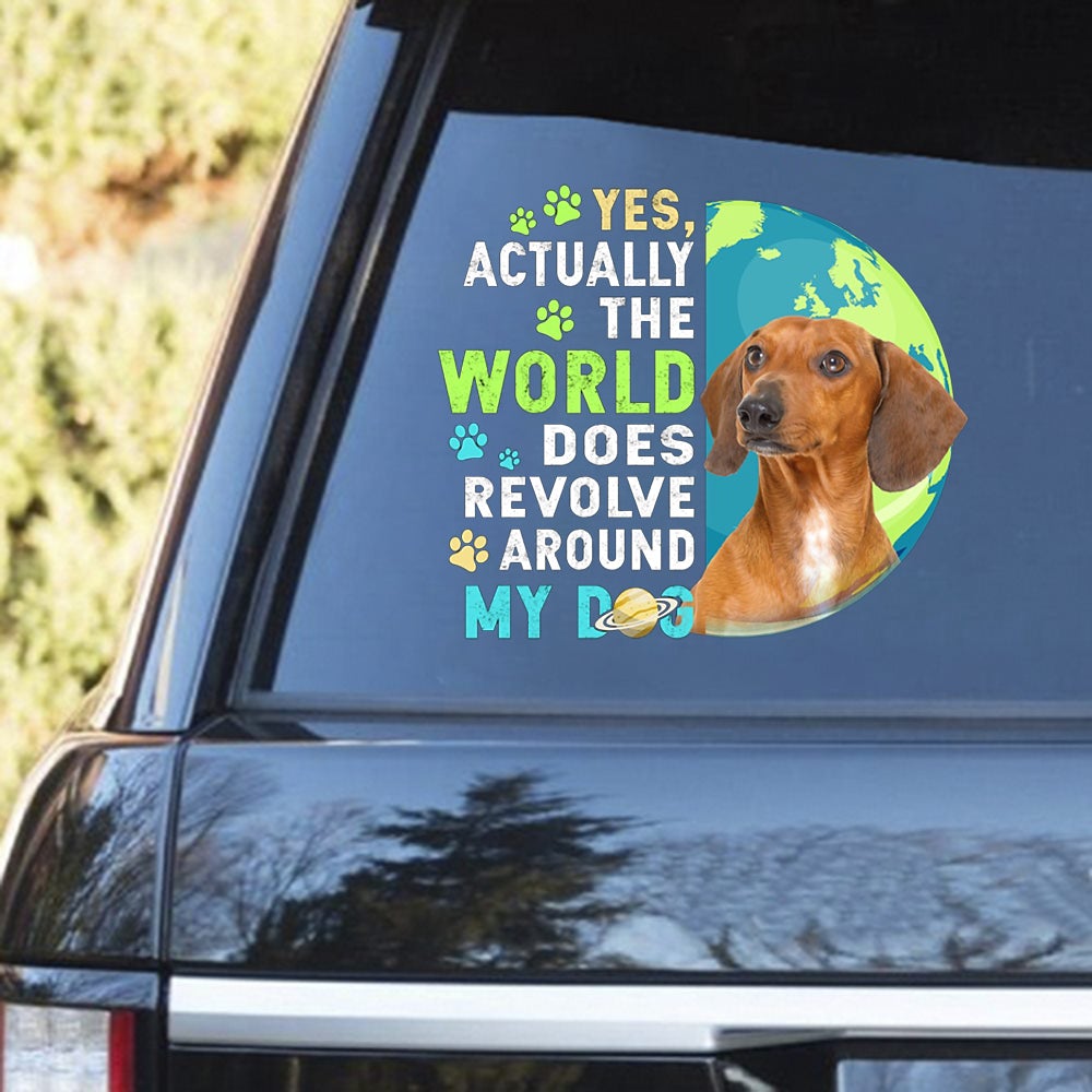 Red Dachshund Revolve Around Decal