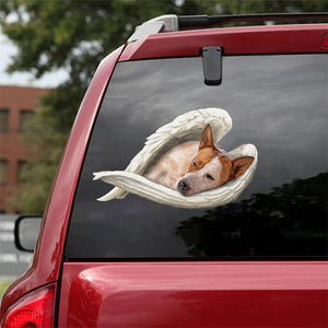 Red heeler-sleeping angel CAR STICKER