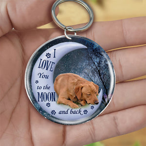 Red labrador retriever Moon Back-Round Resin Epoxy Metal Keychain