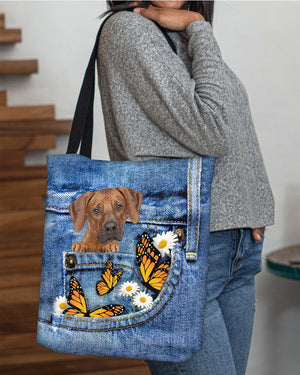 Rhodesian-ridgeback-Butterfly Daisies Fait-CLOTH TOTE BAG