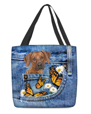 Rhodesian-ridgeback-Butterfly Daisies Fait-CLOTH TOTE BAG