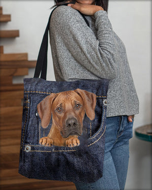 Rhodesian Ridgeback-Dark Denim-Cloth Tote Bag