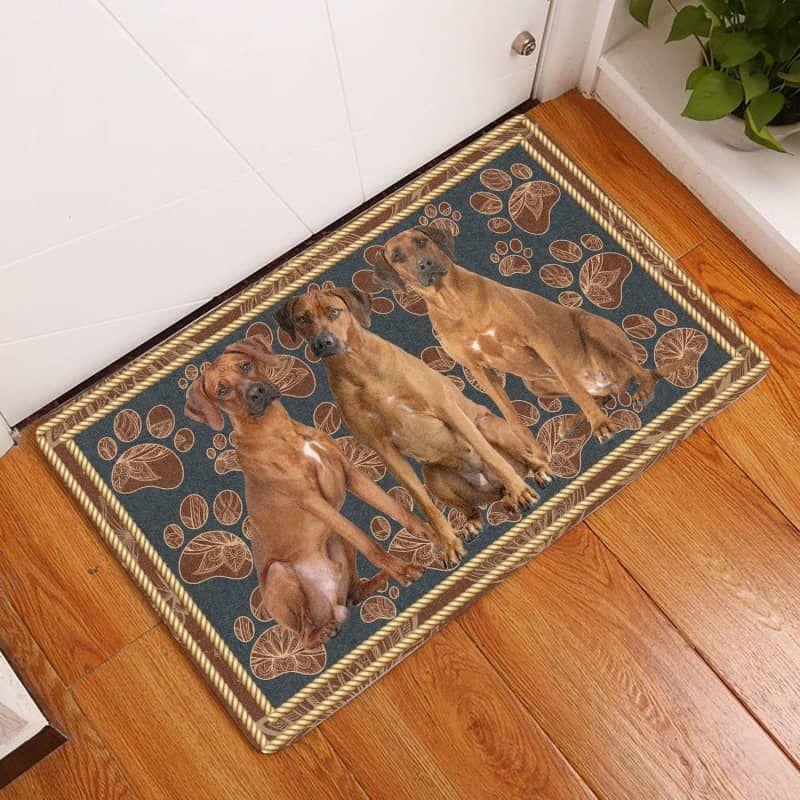 Rhodesian Ridgeback-Flower Paw Doormat