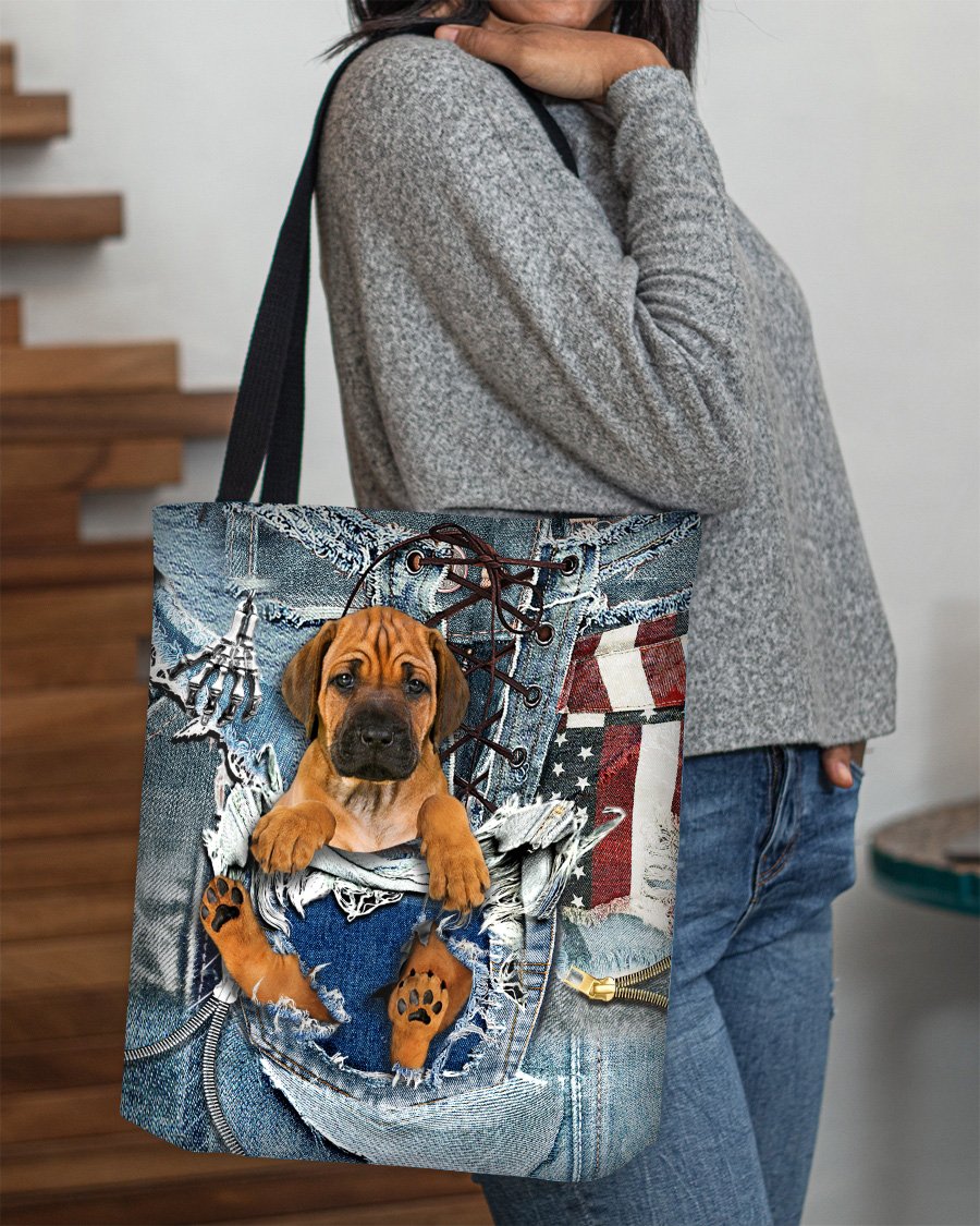 Rhodesian Ridgeback-Ripped Jeans-Cloth Tote Bag