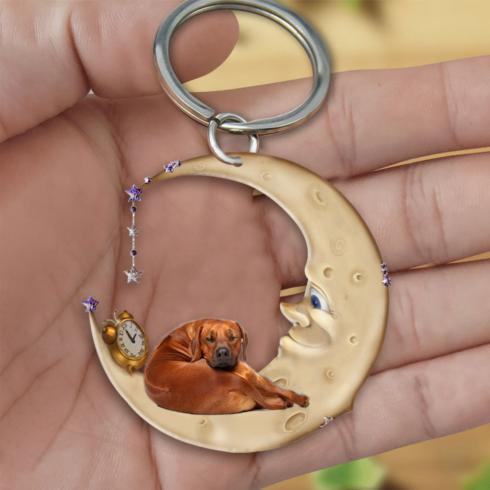 Rhodesian Ridgeback-Sleeping on the moon Keychain