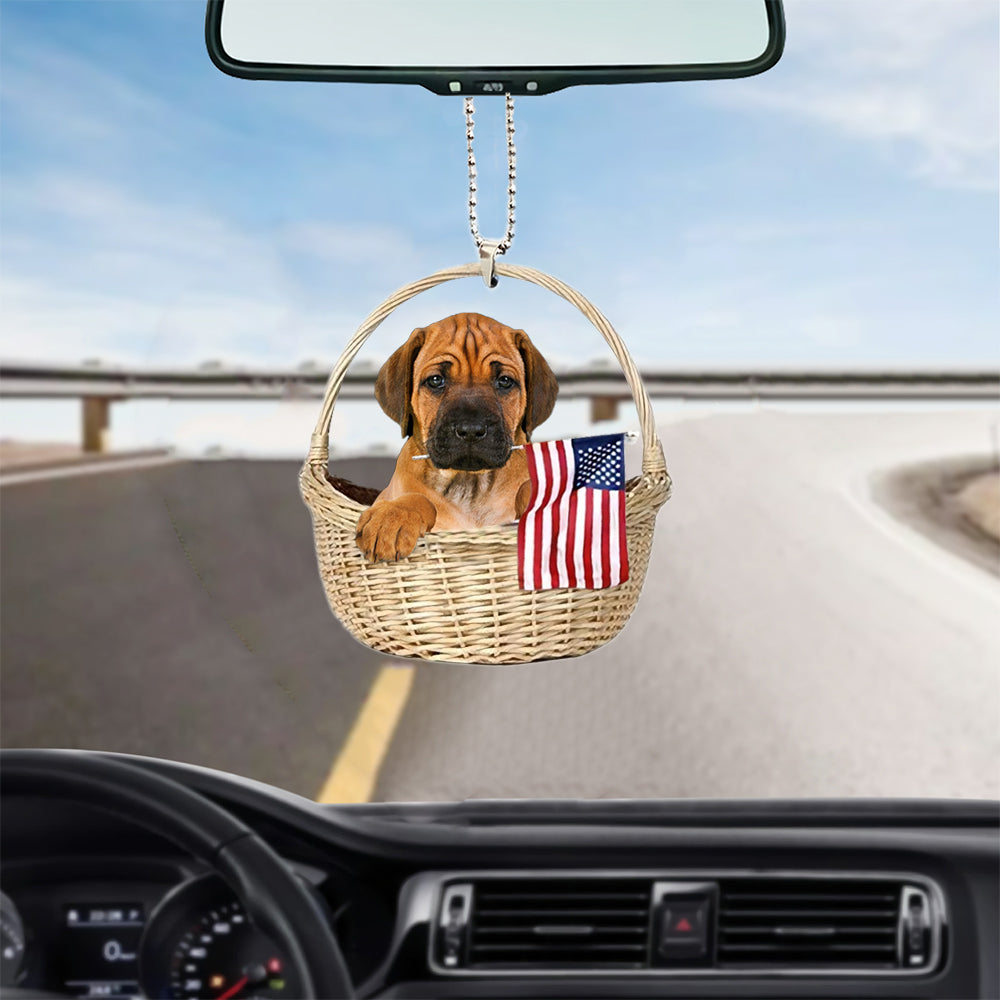 Rhodesian Ridgeback-With American Flag Two Sides Ornament