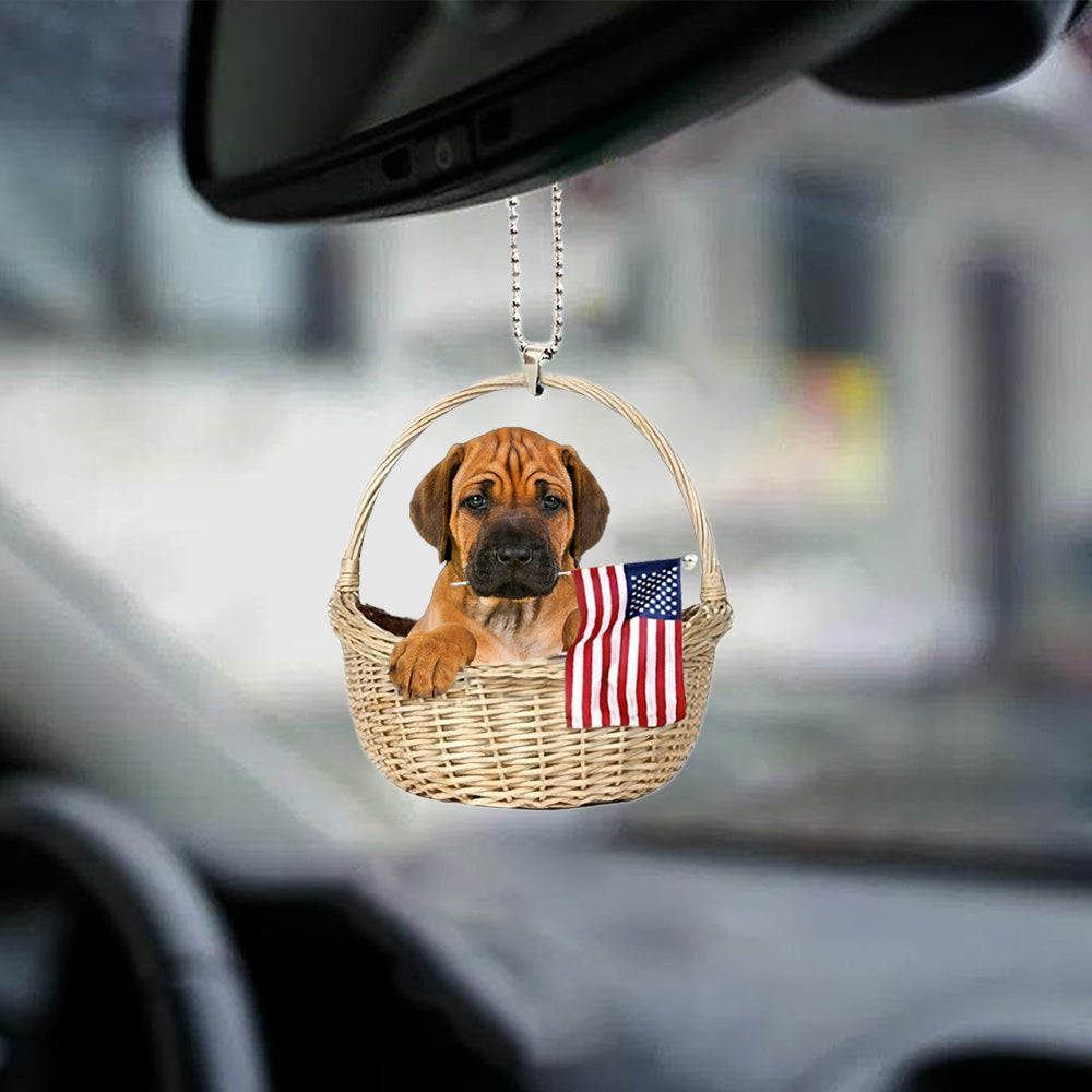 Rhodesian Ridgeback-With American Flag Two Sides Ornament