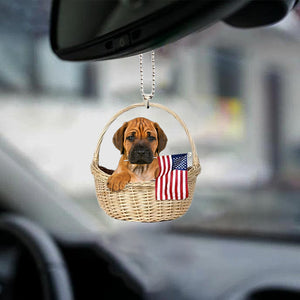 Rhodesian Ridgeback-With American Flag Two Sides Ornament