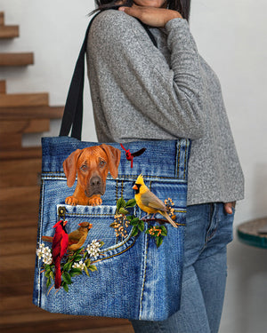 Rhodesian Ridgeback-Cardinal & Dog Cloth Tote Bag