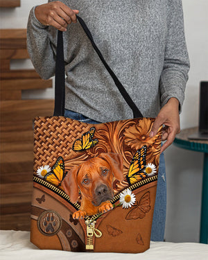 Rhodesian ridgeback Butterfly Daisy Cloth Tote Bag