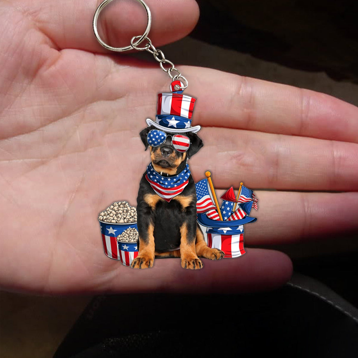 Rottweiler 1-July Stuff Flat Acrylic Keychain