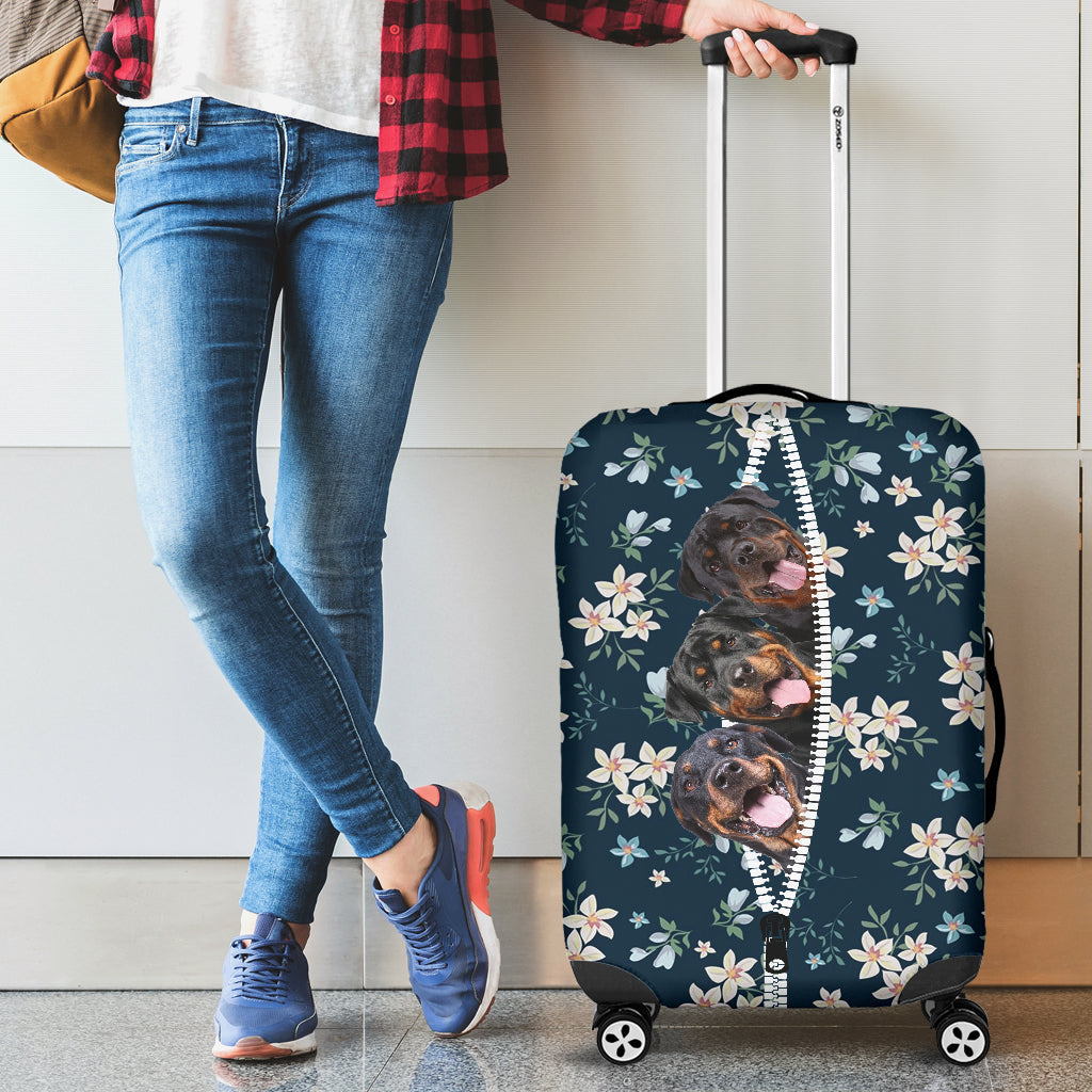 Rottweiler-Flowers-Luggage covers