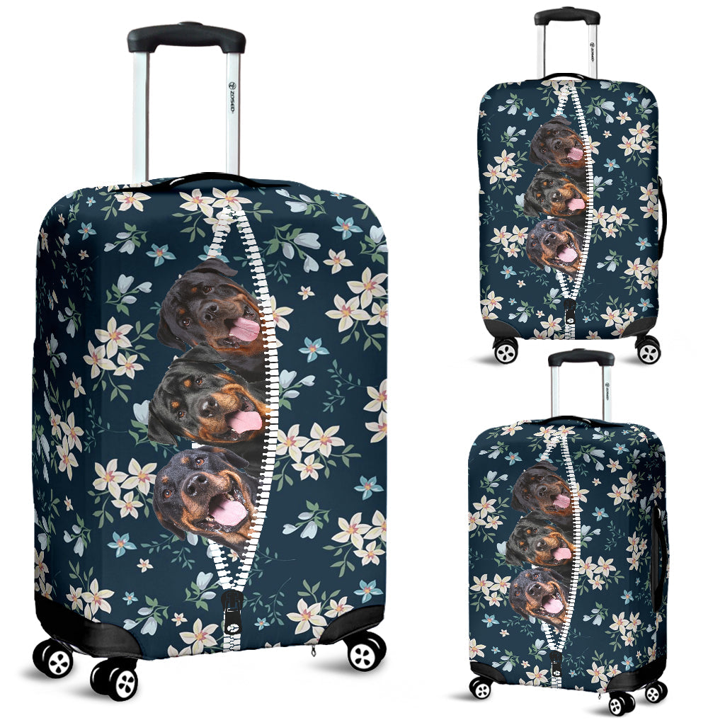 Rottweiler-Flowers-Luggage covers