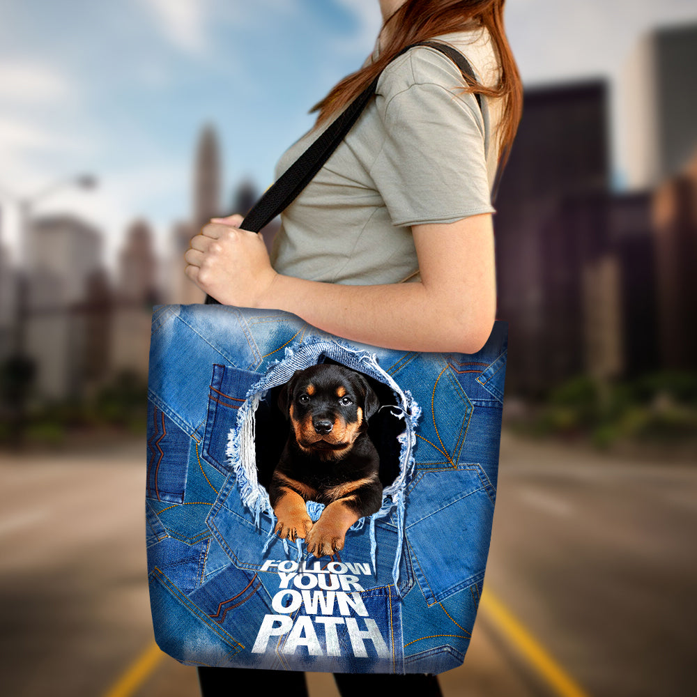 Rottweiler -Follow Your Own Path-Cloth Tote Bag