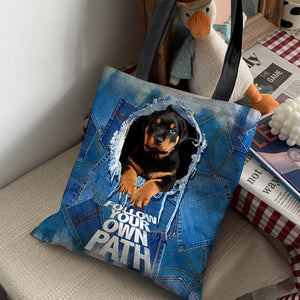 Rottweiler -Follow Your Own Path-Cloth Tote Bag