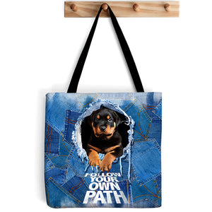 Rottweiler -Follow Your Own Path-Cloth Tote Bag