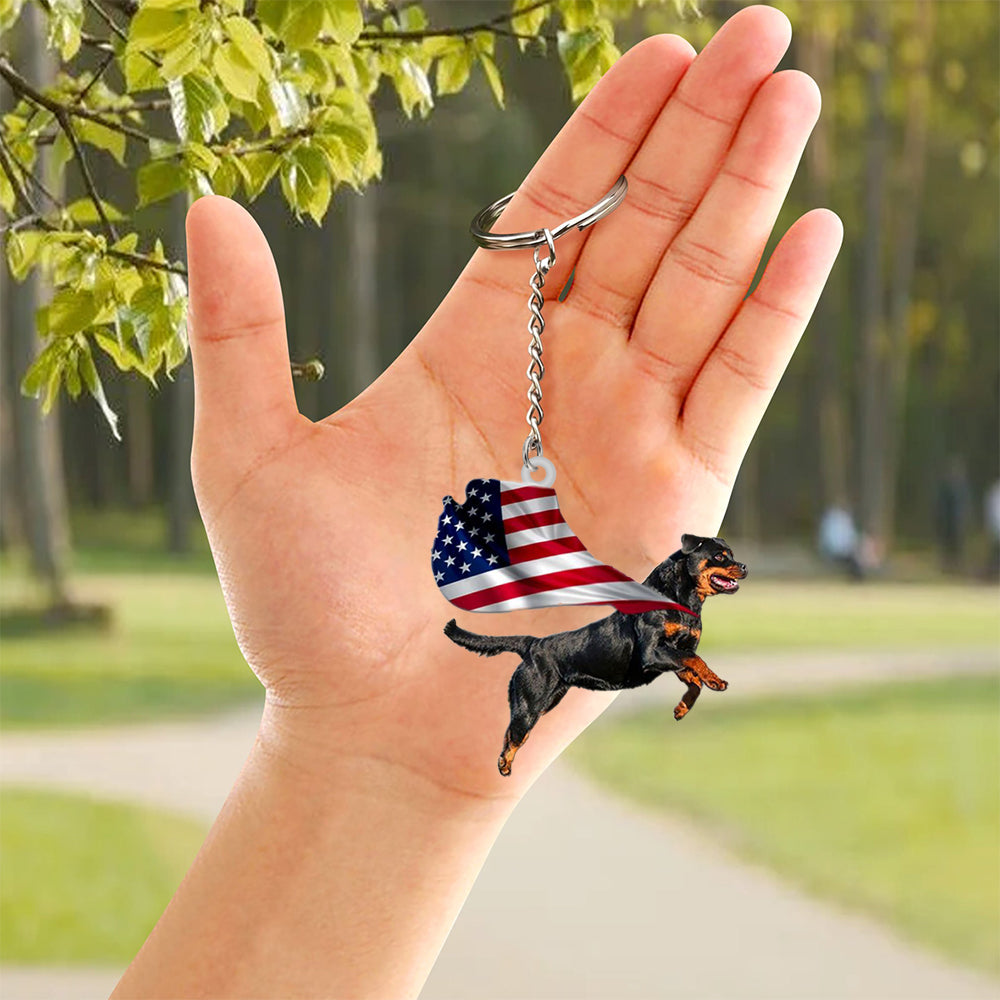 Rottweiler-Happy Independence Day Flat Acrylic Keychain