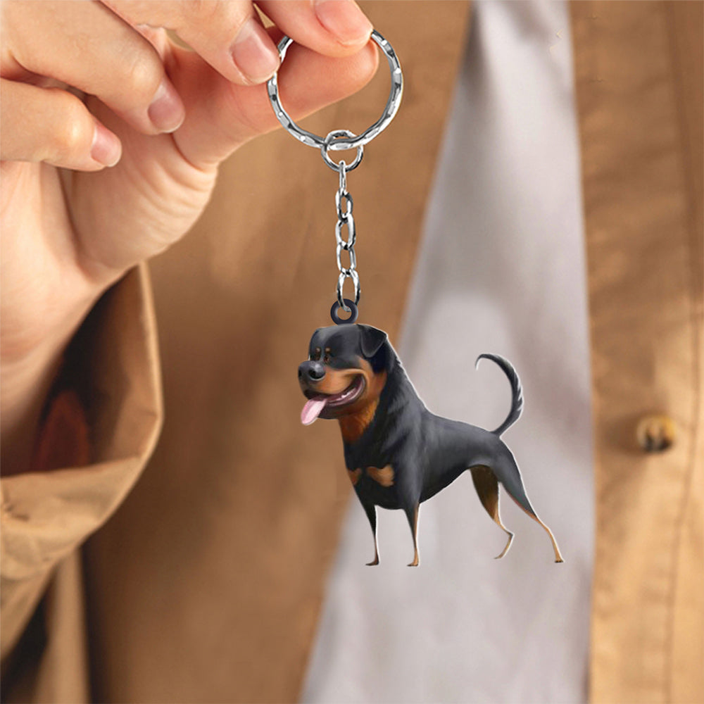 Rottweiler-Look at me flat Acrylic Keychain