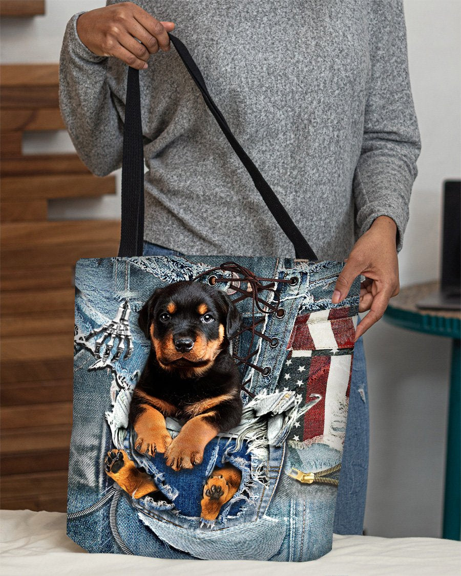 Rottweiler-Ripped Jeans-Cloth Tote Bag