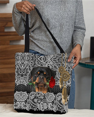 Rottweiler-Rose Cloth Tote Bag