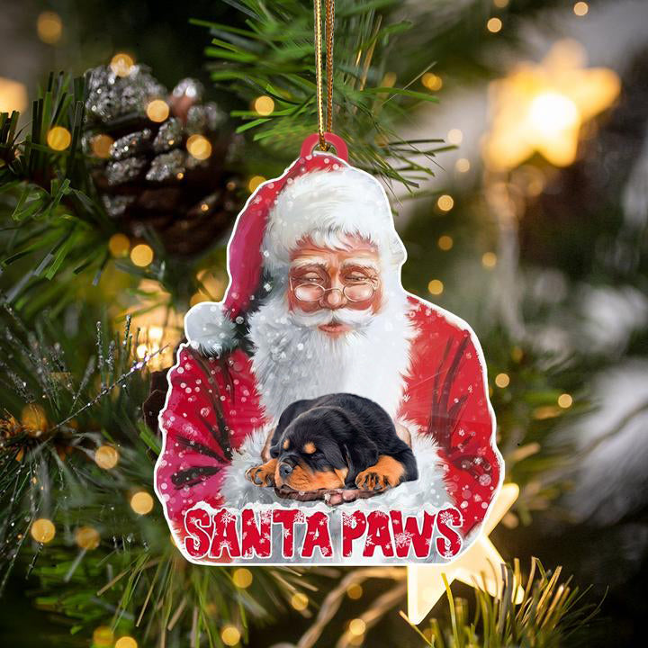 Rottweiler-Santa Paws-Two Sided Ornament