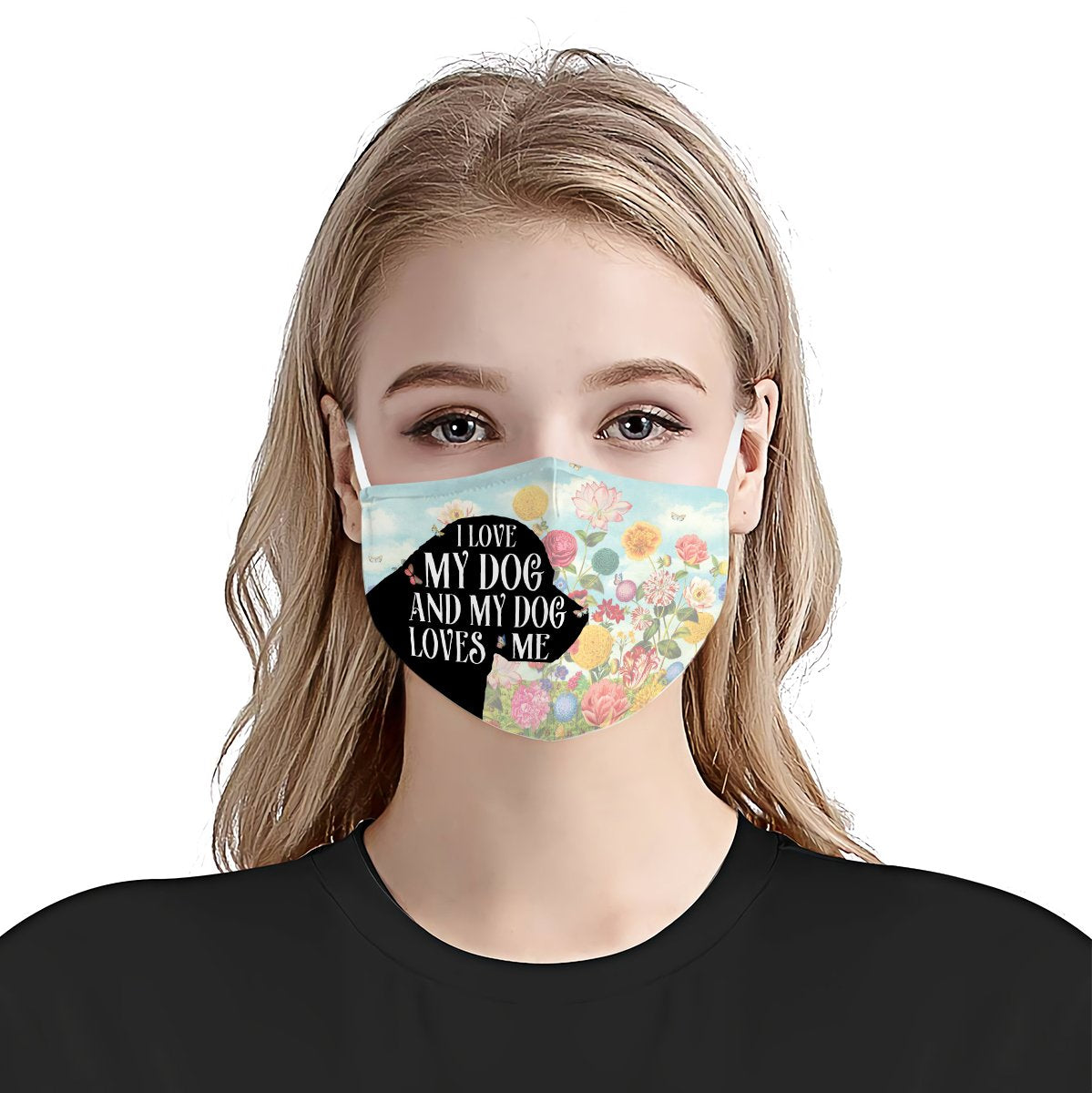 Rottweiler Silhouette I Love My Dog Floral EZ02 0206 Face Mask