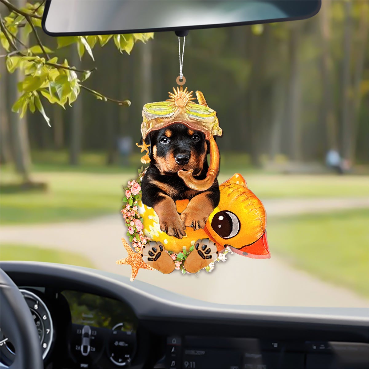 Rottweiler-Swimming Laps Two Sides Ornament