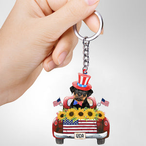 Rottweiler-USA Truck Flat Acrylic Keychain