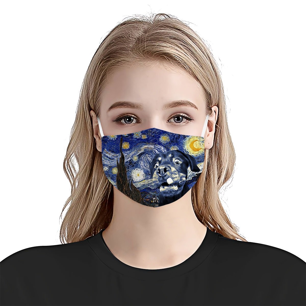 Rottweiler Dog Portrait Starry Night Styles EZ02 1804 Face Mask