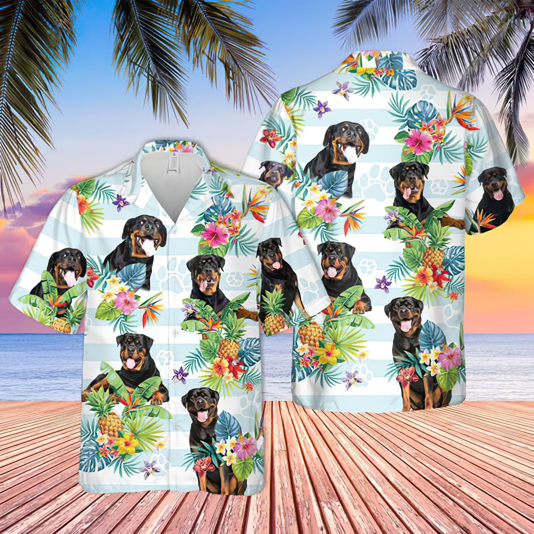 Rottweiler Tropical Flower Hawaiian Shirt