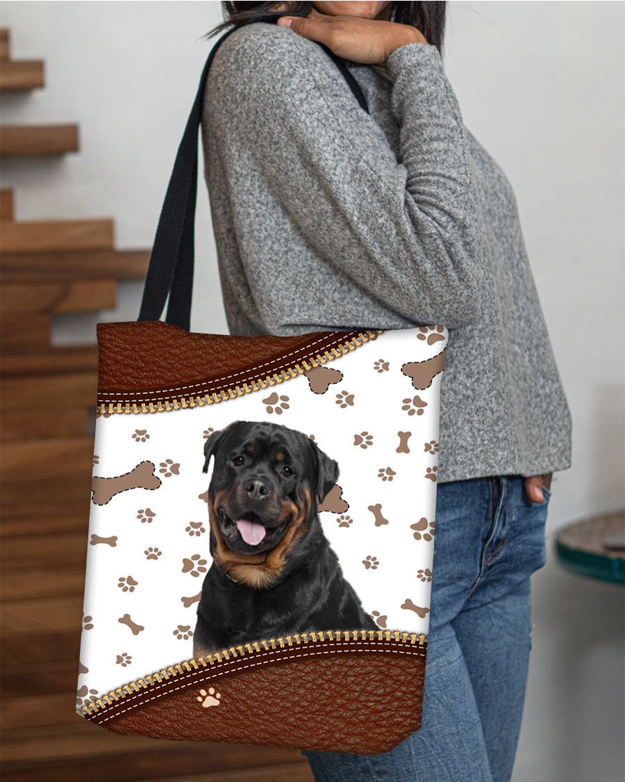 Rottweiler -Zipper Texture-Cloth Tote Bag