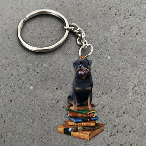 Rottweiler-Sit On The Book-Flat Acrylic Keychain
